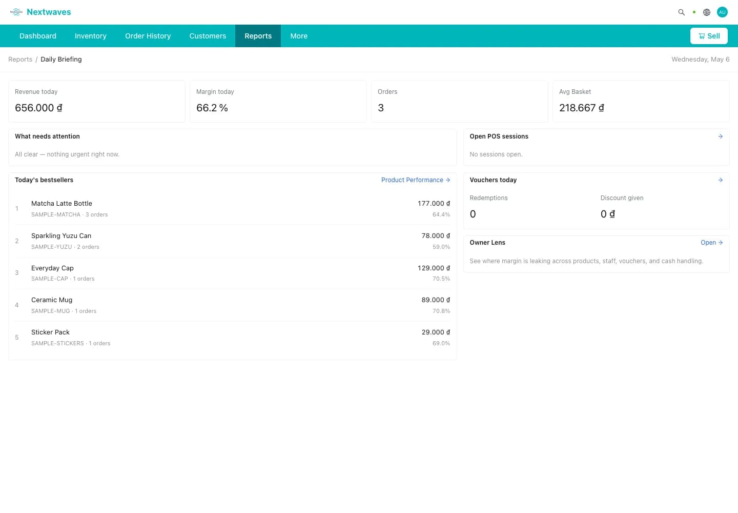 Reports center with answers, not raw data