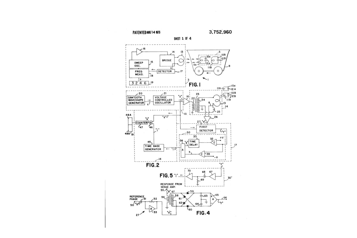 Patent drawing from Charles Walton's passive electronic identification and recognition system