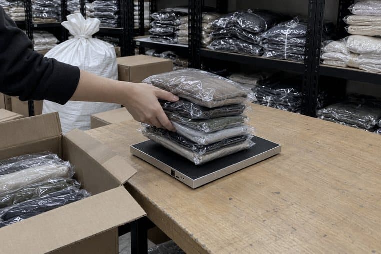 Hình minh hoạ: lấy chồng túi hàng mới về từ thùng carton, đặt lên đầu đọc RFID để bàn